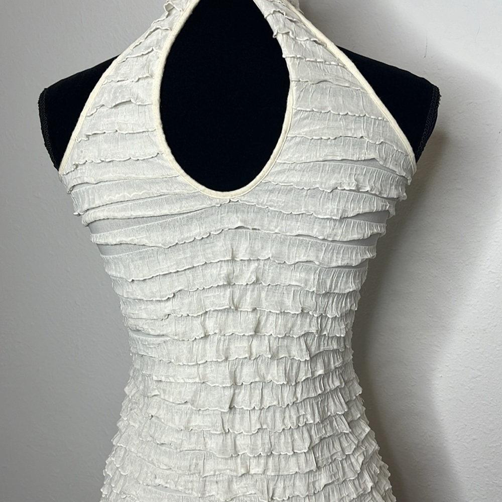 Studio Y Cream Ruffle Halter Tank Top - Picture 7 of 10